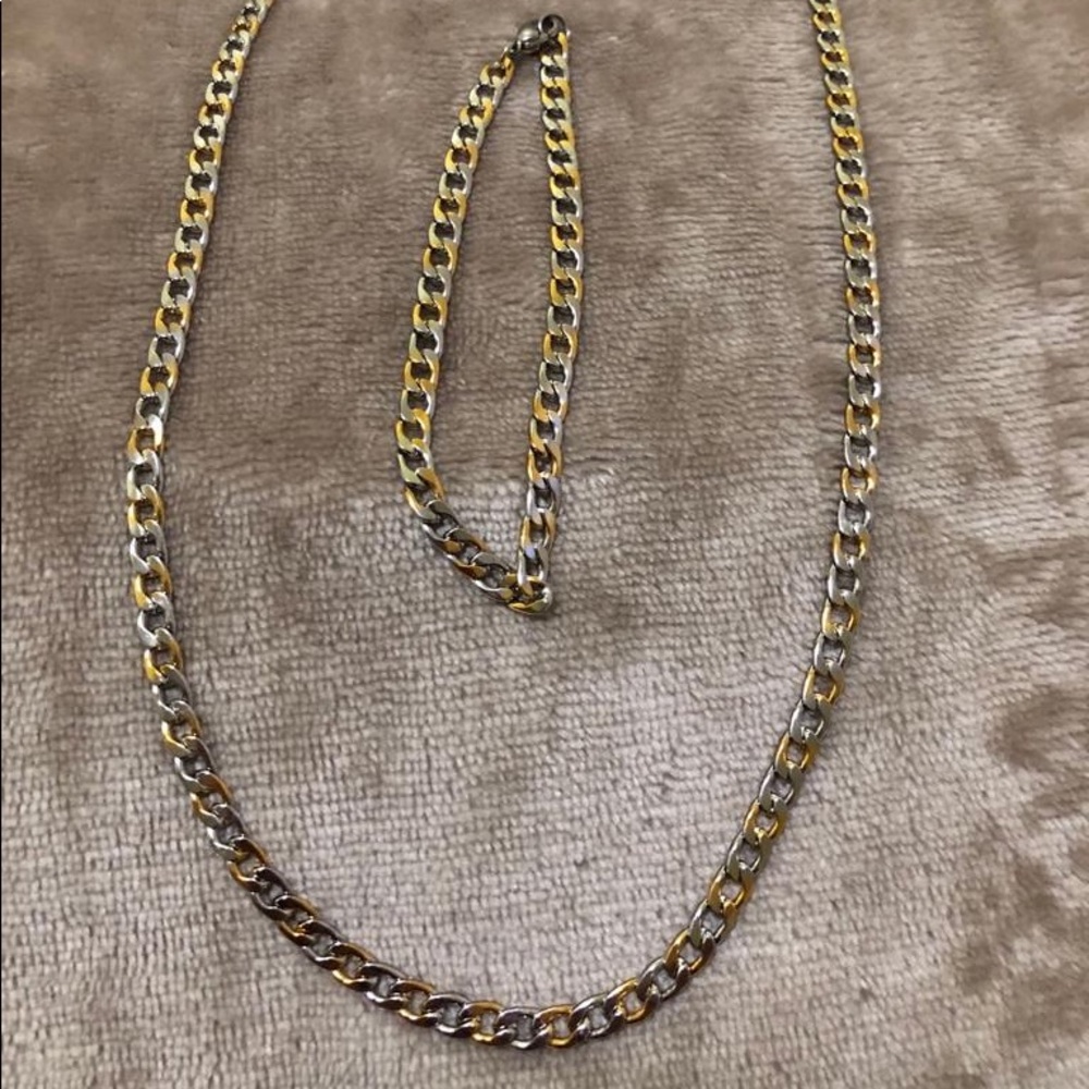 Stainless steel jewelry set 14k gold plated